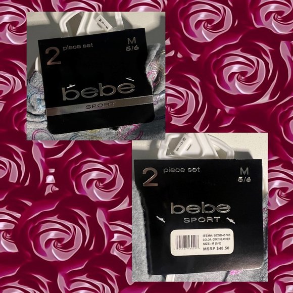 BEBE Gray Iridescent Hoodie & Drawstring Shorts Set 5/6 - Picture 8 of 10